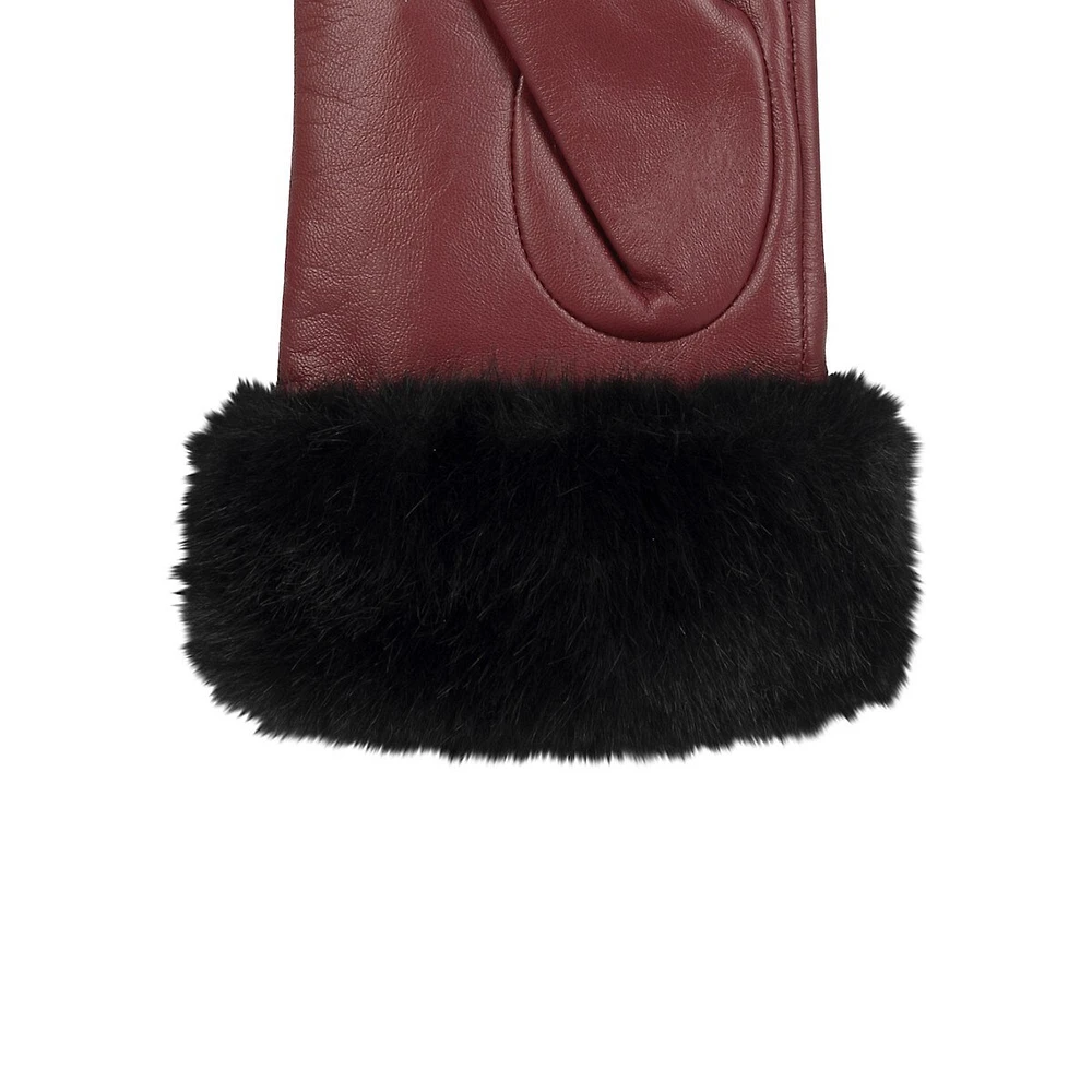 Women's Faux-Fur Cuff Leather Gloves