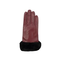 Women's Faux-Fur Cuff Leather Gloves