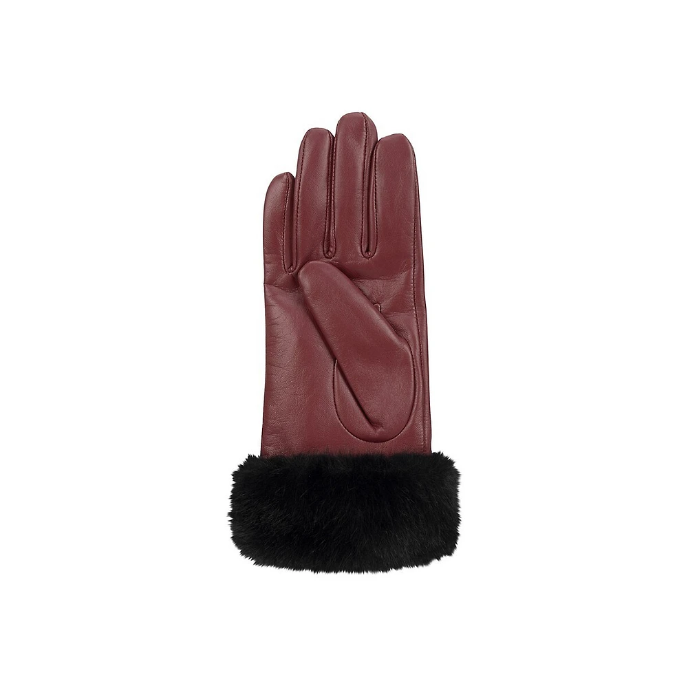 Women's Faux-Fur Cuff Leather Gloves