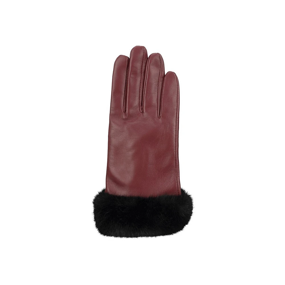 Women's Faux-Fur Cuff Leather Gloves