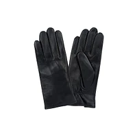 Women's Cashmere-Lined Smooth-Front Leather Gloves