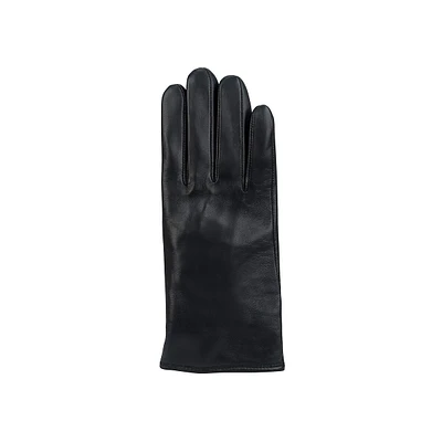 Women's Cashmere-Lined Smooth-Front Leather Gloves