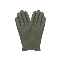 Women's Cashmere-Lined Smooth-Front Leather Gloves