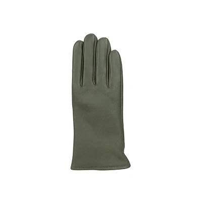 Women's Cashmere-Lined Smooth-Front Leather Gloves