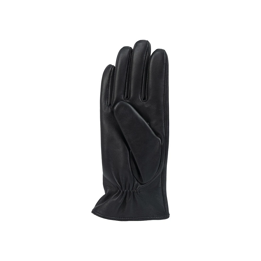 Gants en cuir doublés de cachemire 3 points pour femmes
