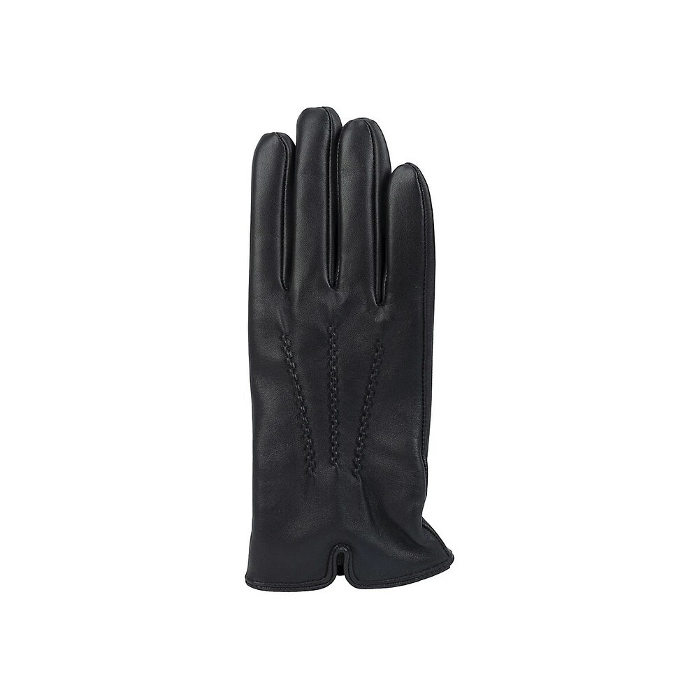 Gants en cuir doublés de cachemire 3 points pour femmes