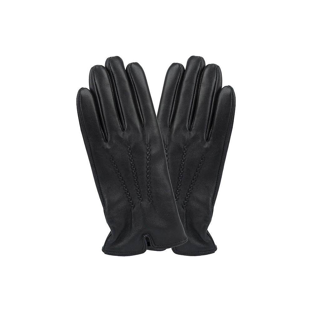Gants en cuir doublés de cachemire 3 points pour femmes