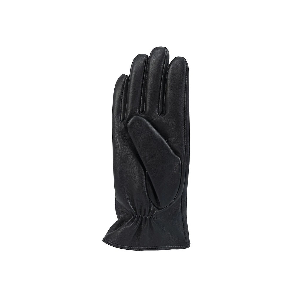 Gants en cuir doublés de cachemire 3 points pour femmes