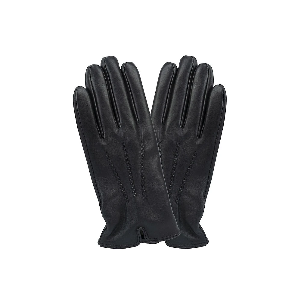 Gants en cuir doublés de cachemire 3 points pour femmes