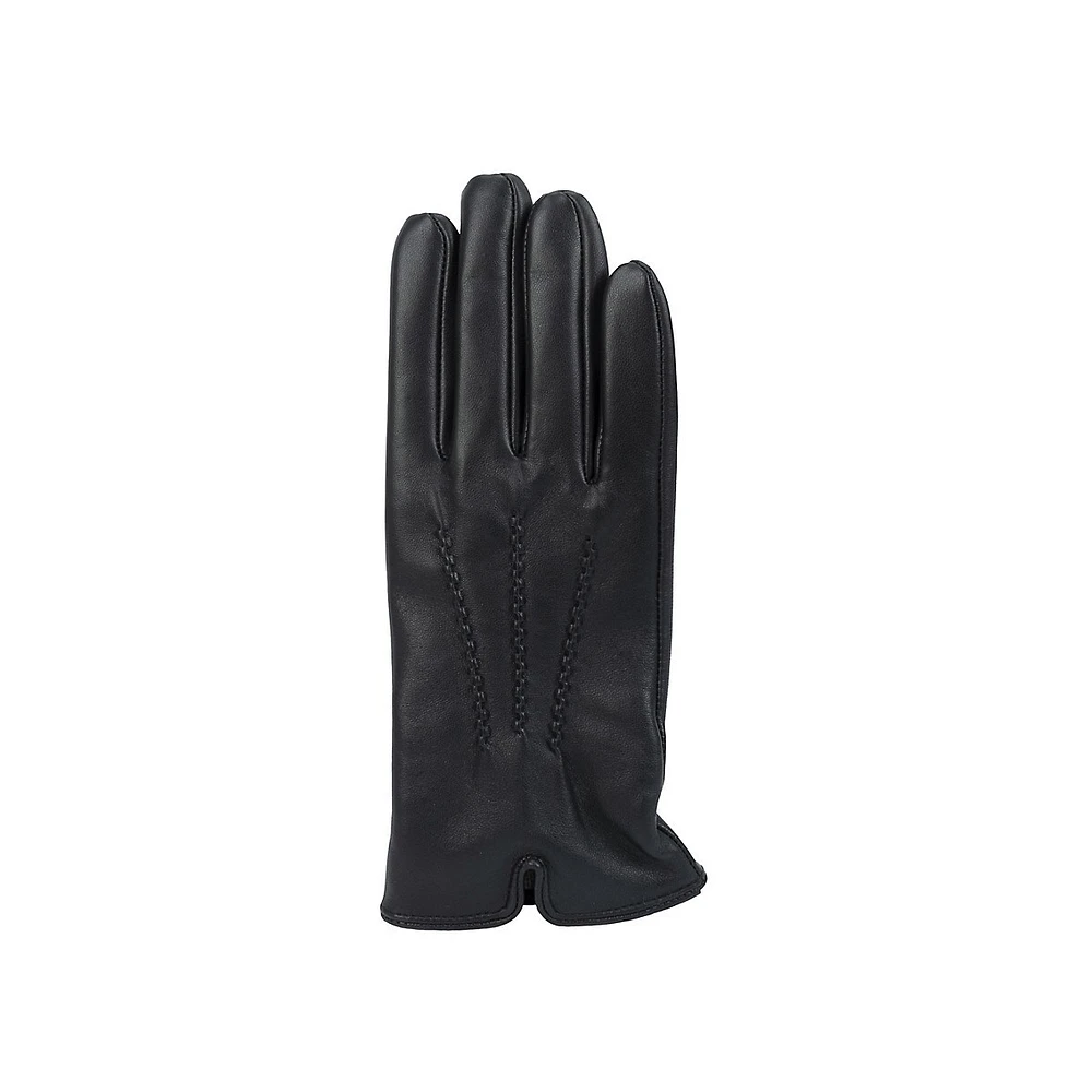 Gants en cuir doublés de cachemire 3 points pour femmes