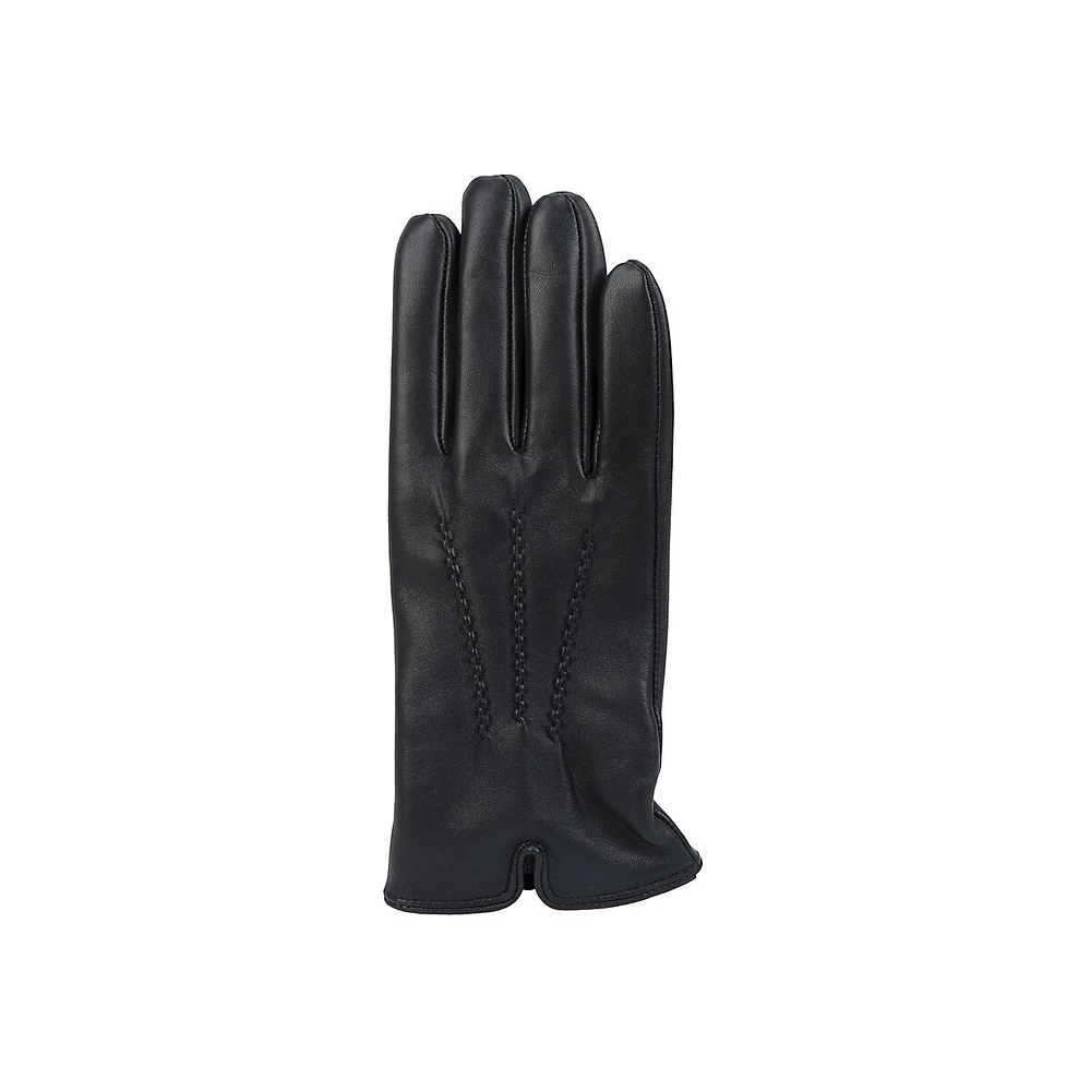 Gants en cuir doublés de cachemire 3 points pour femmes