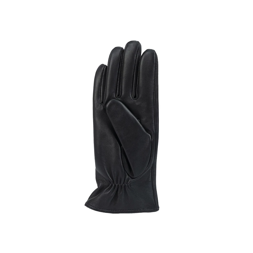 Gants en cuir doublés de cachemire 3 points pour femmes
