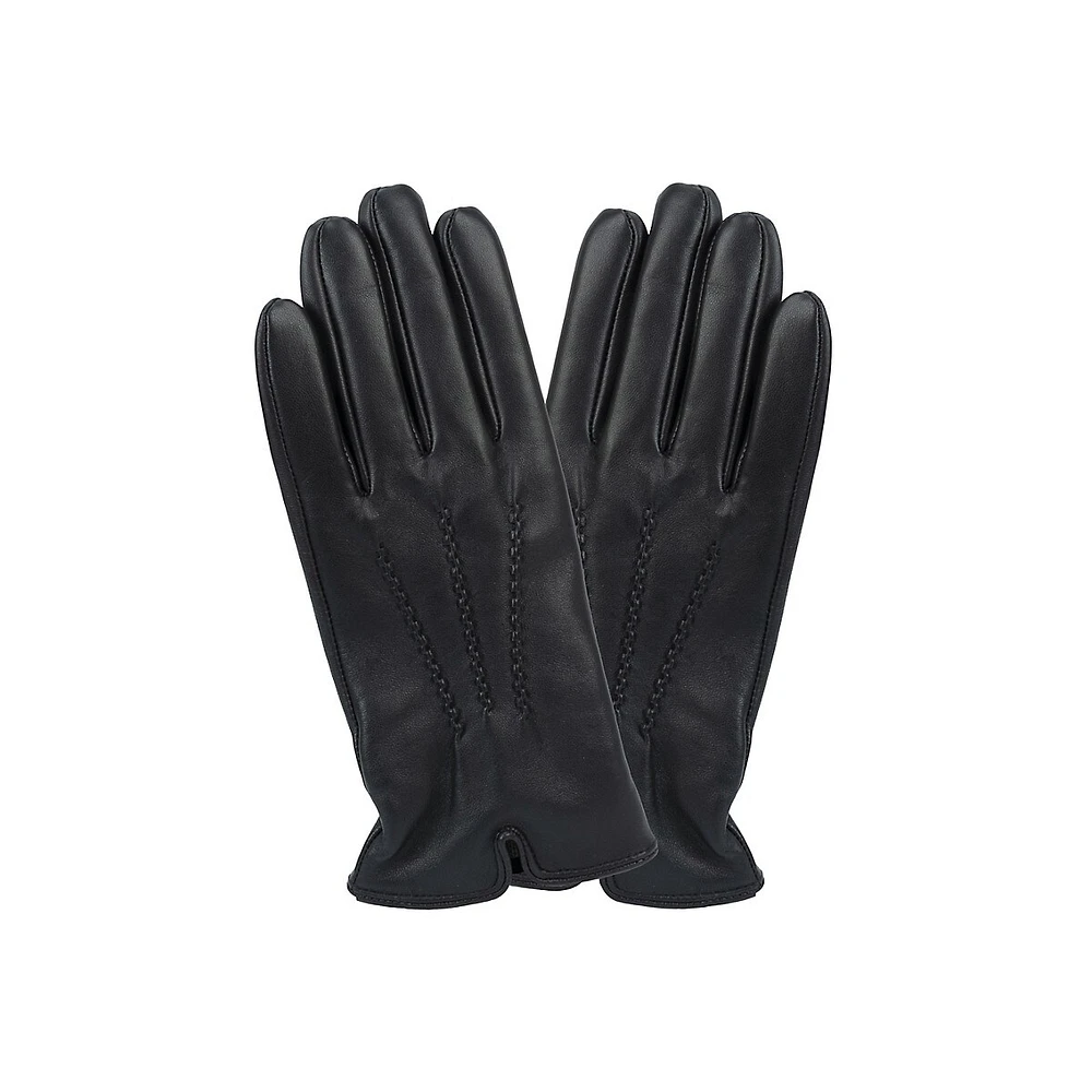 Gants en cuir doublés de cachemire 3 points pour femmes