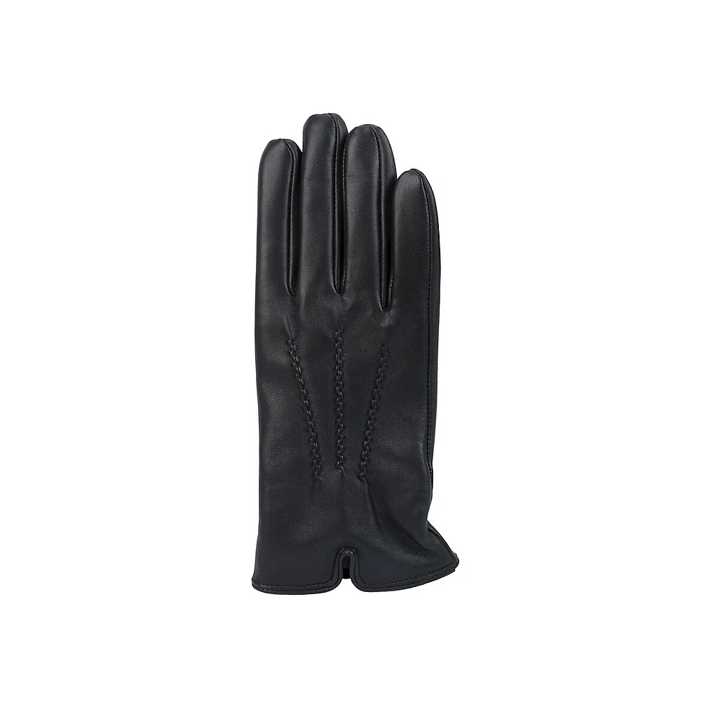 Gants en cuir doublés de cachemire 3 points pour femmes