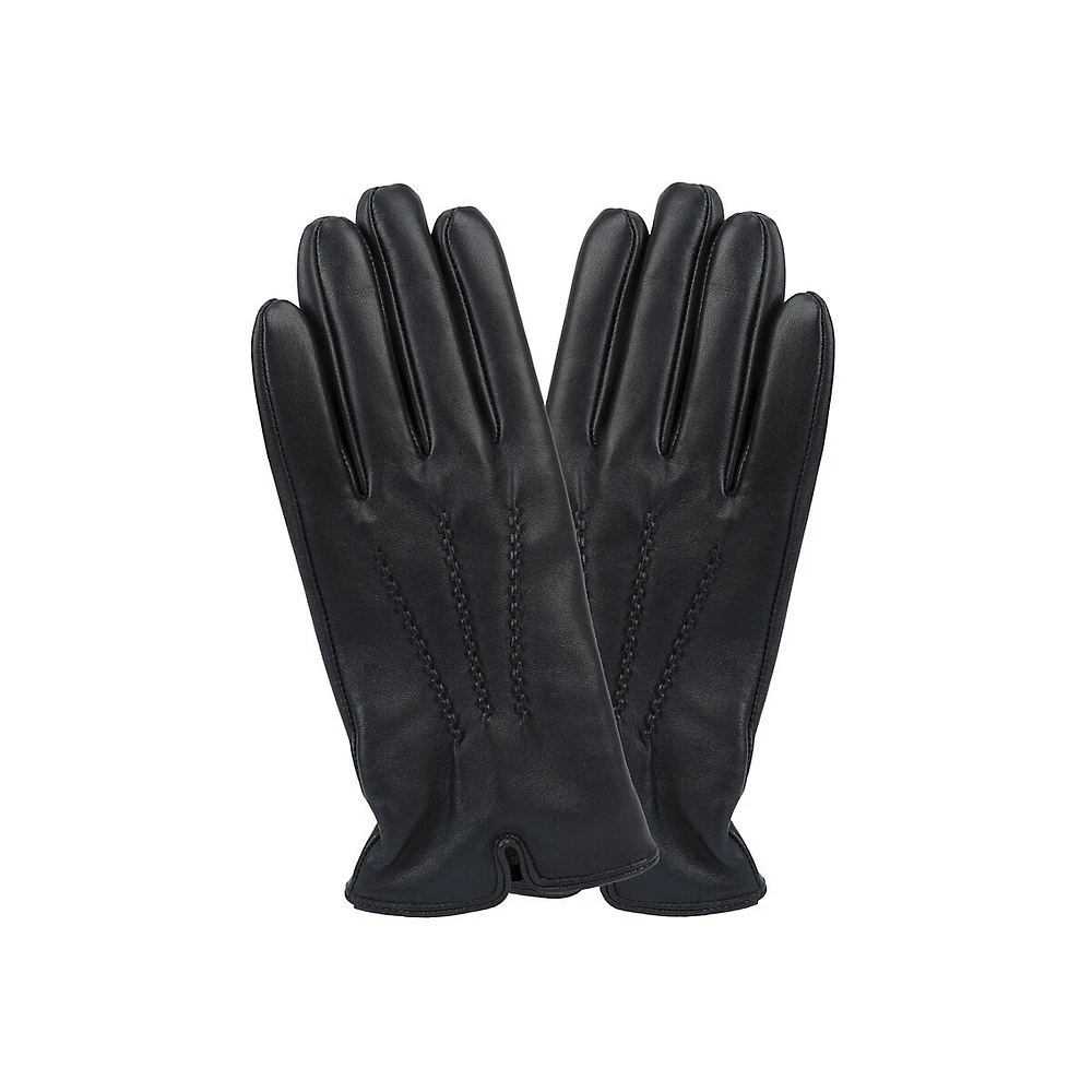 Gants en cuir doublés de cachemire 3 points pour femmes