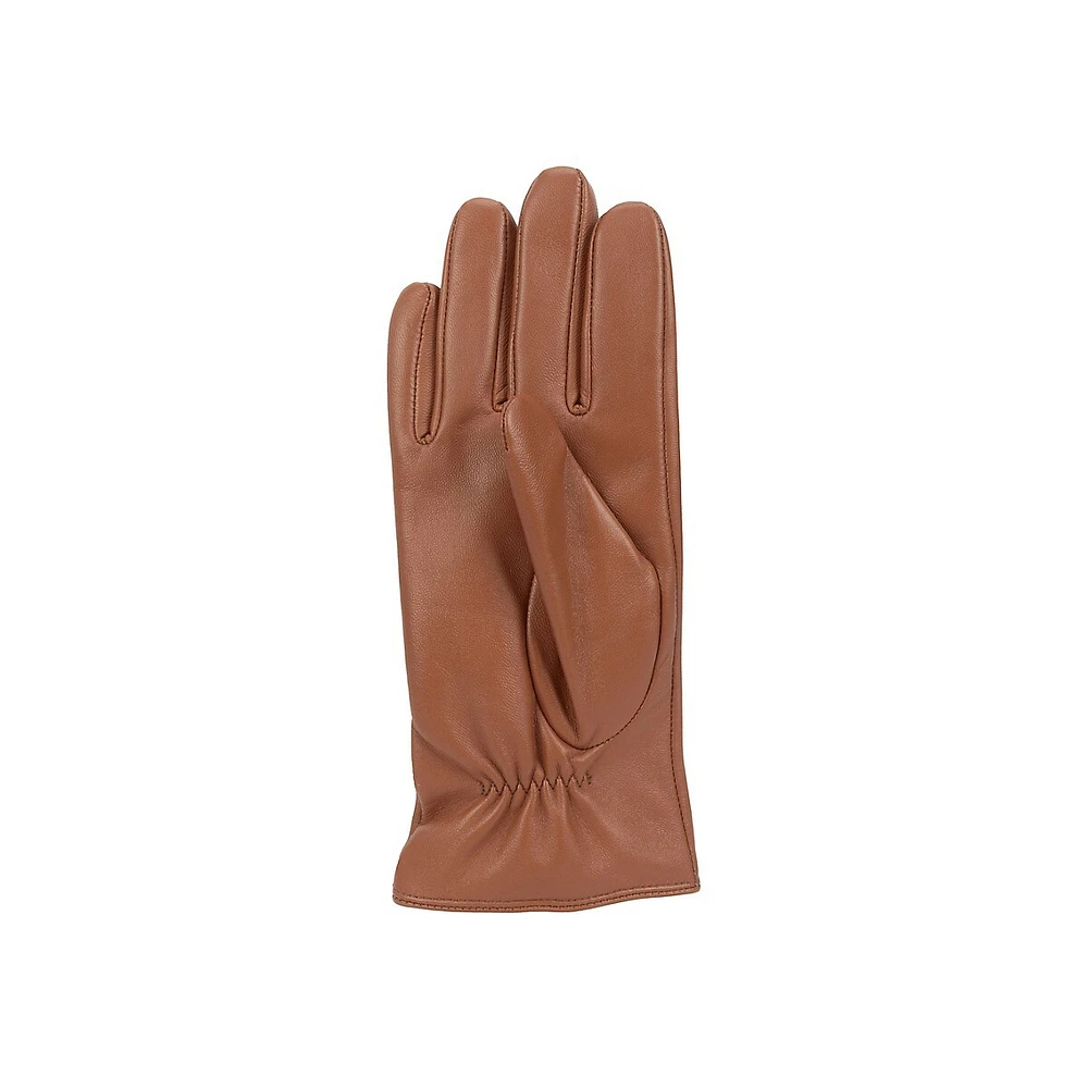 Women's 3-Point Front Cashmere-Lined Leather Gloves