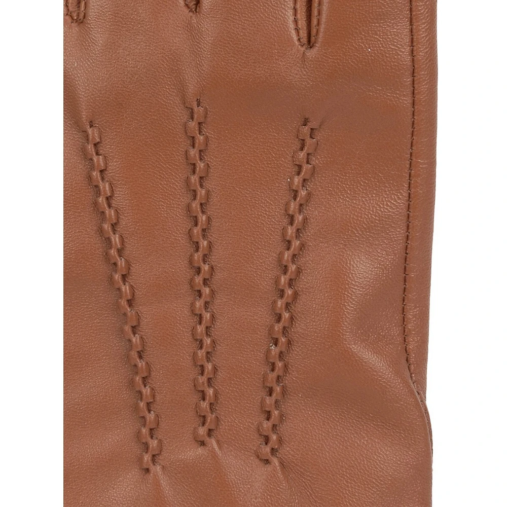 Women's 3-Point Front Cashmere-Lined Leather Gloves