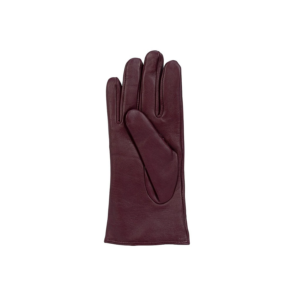 Women's 3-Point Front Cashmere-Lined Leather Gloves