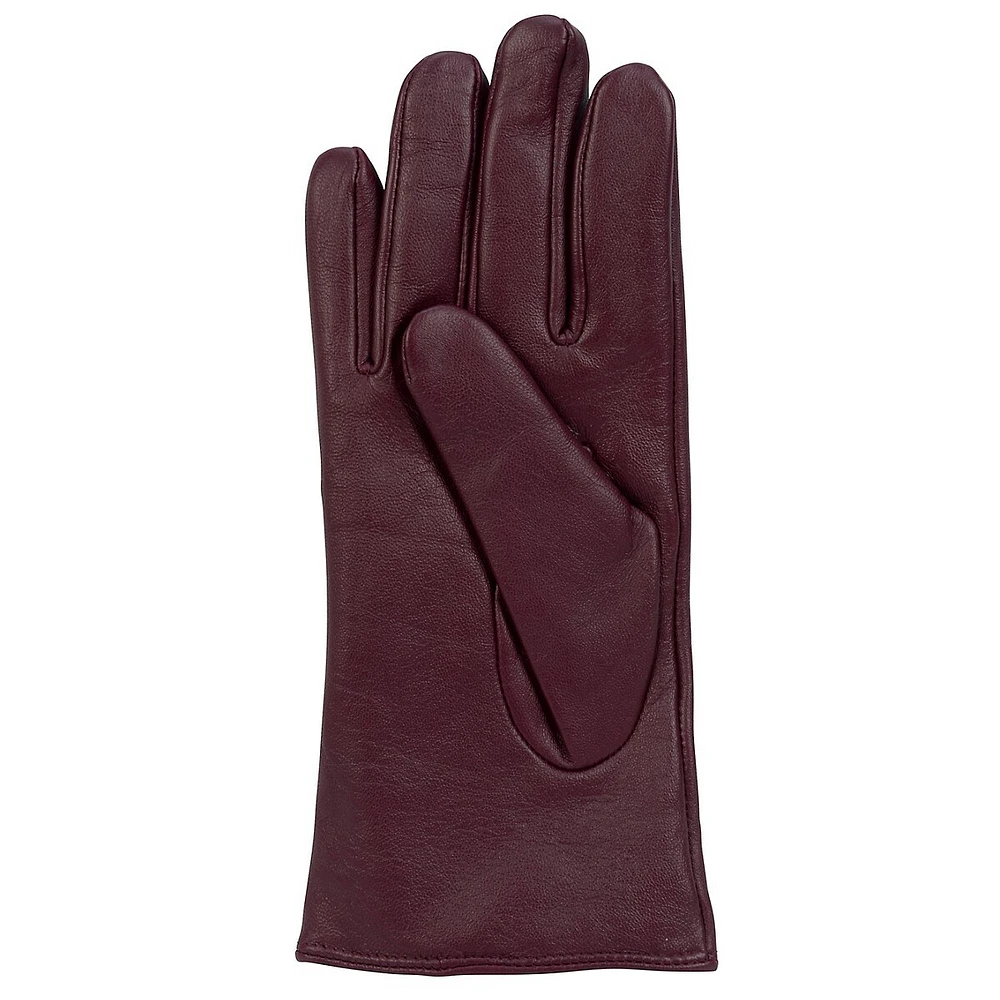 Women's 3-Point Front Cashmere-Lined Leather Gloves