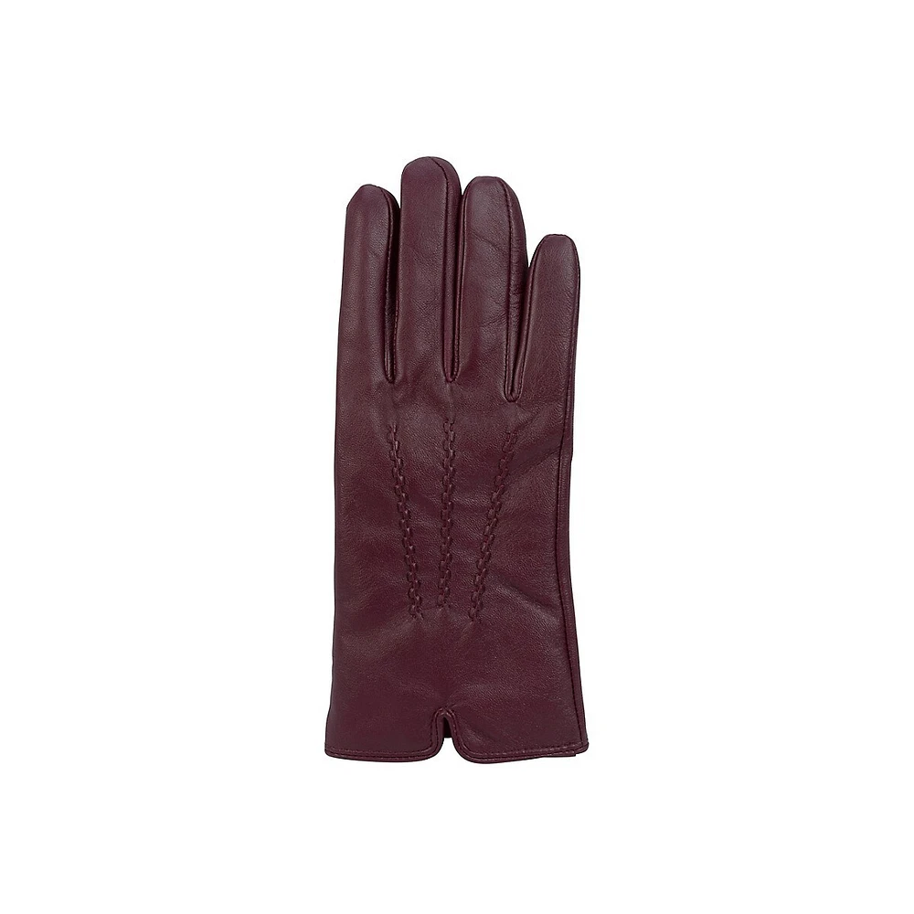 Women's 3-Point Cashmere-Lined Leather Gloves