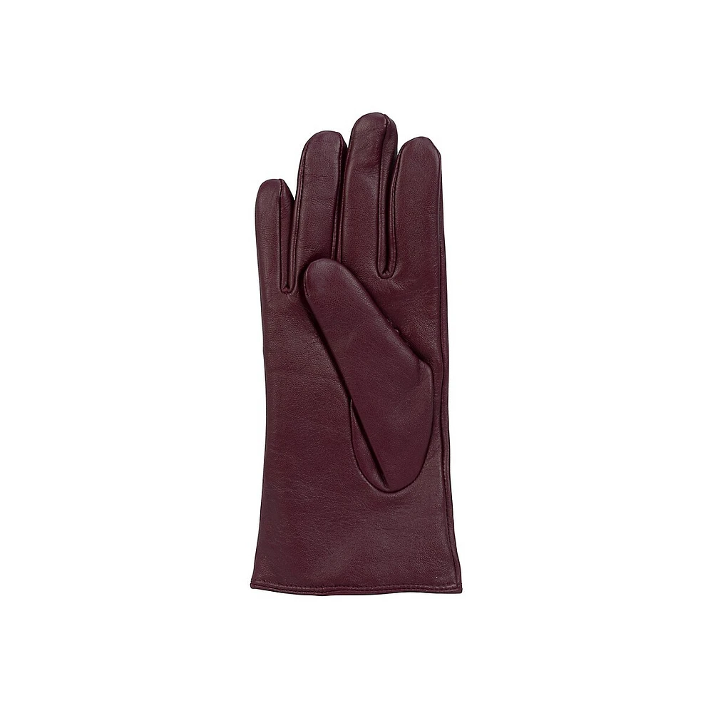 Women's 3-Point Front Cashmere-Lined Leather Gloves