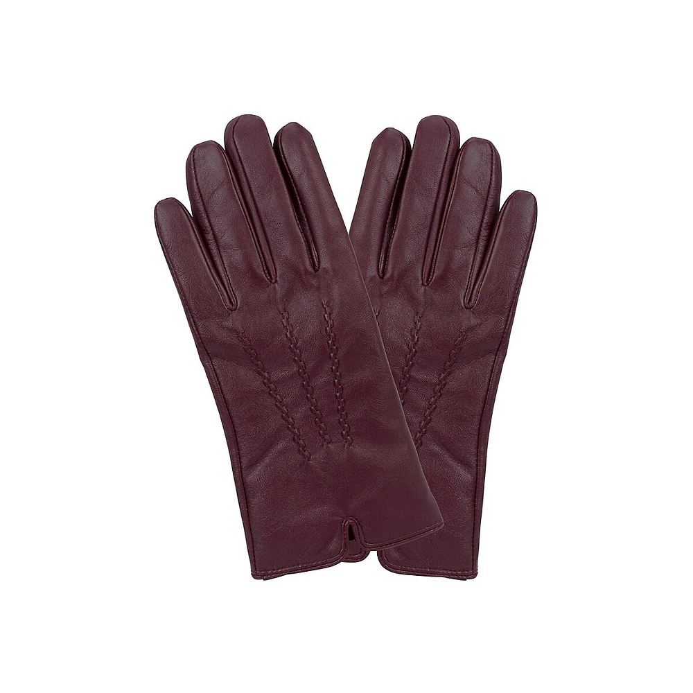 Women's 3-Point Cashmere-Lined Leather Gloves