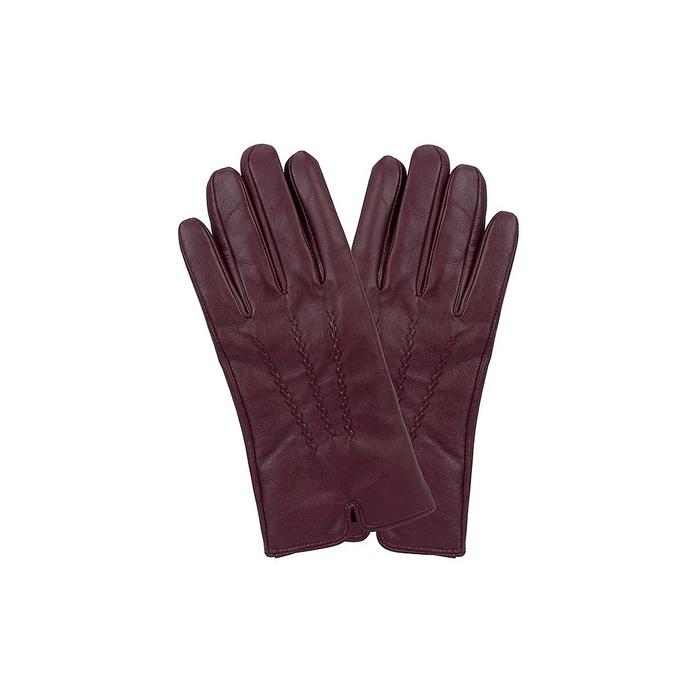 Women's 3-Point Cashmere-Lined Leather Gloves