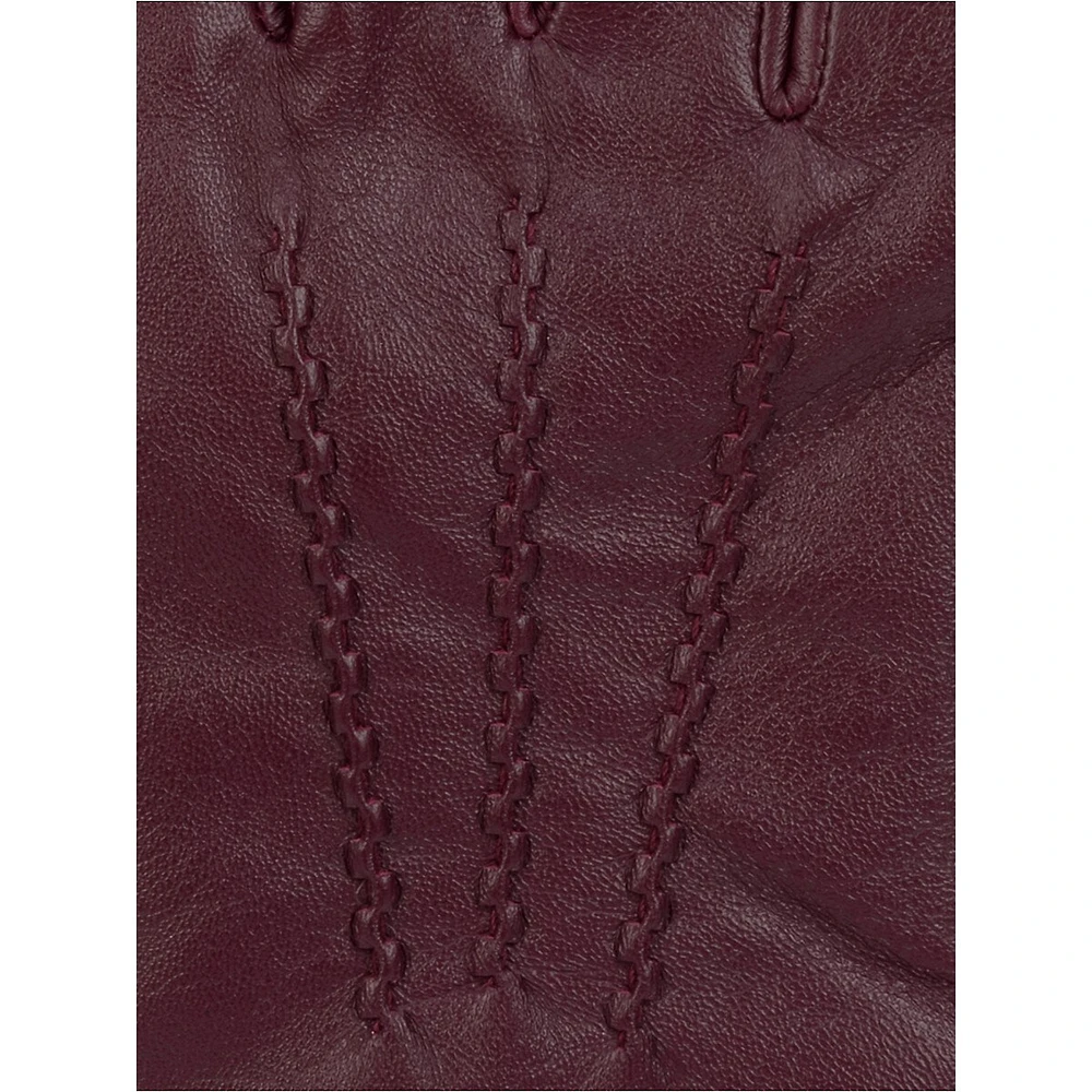 Women's 3-Point Front Cashmere-Lined Leather Gloves