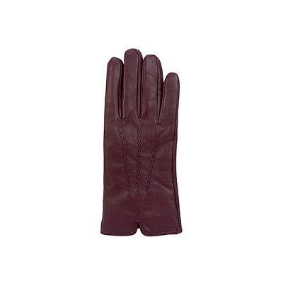 Women's 3-Point Front Cashmere-Lined Leather Gloves