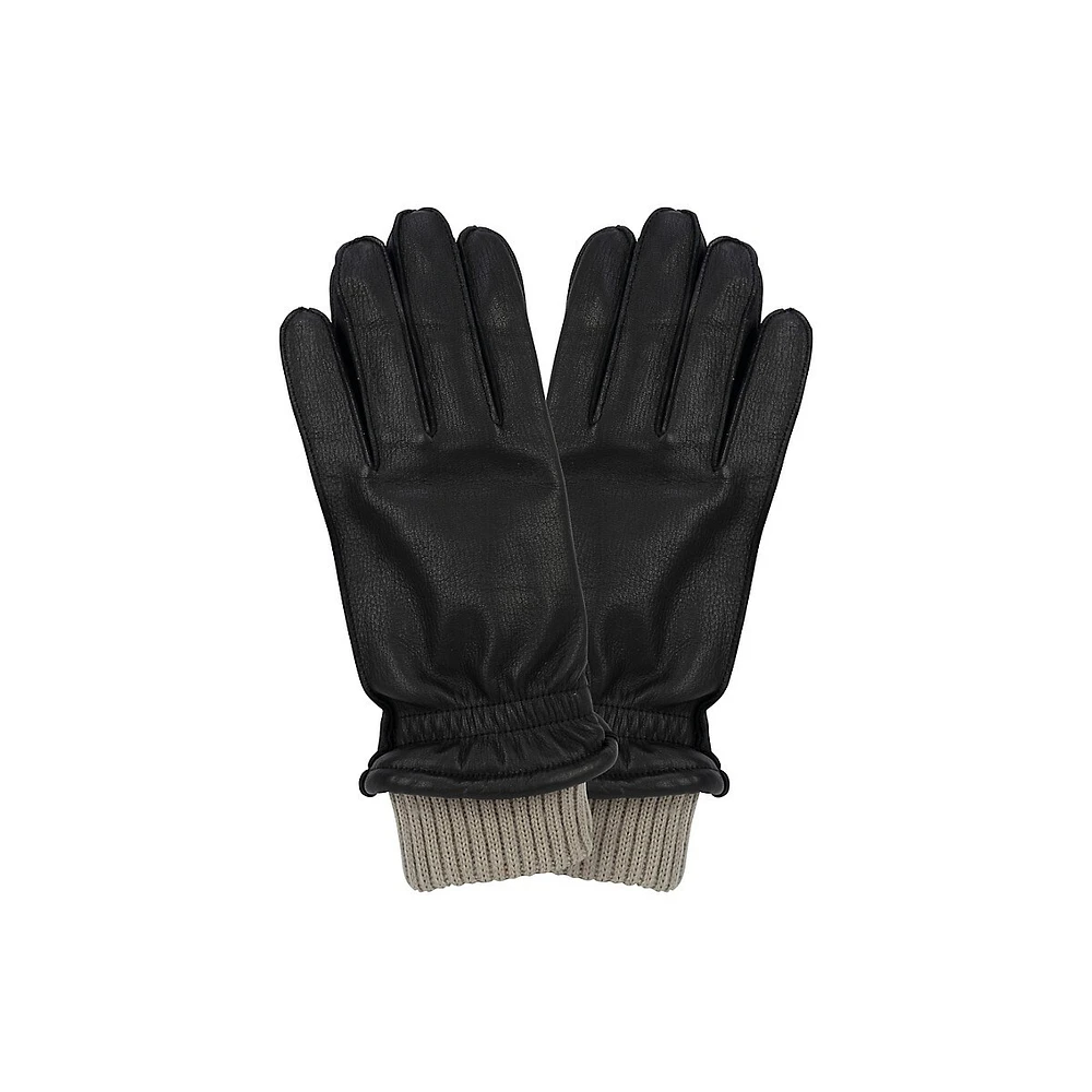 Women's Deerskin Leather & Knit-Cuff Gloves