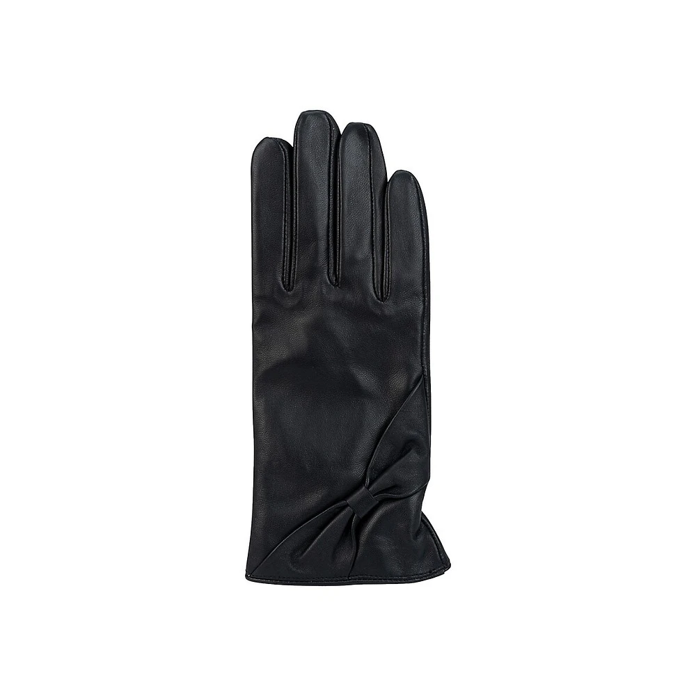 Women's Bow-Detail Leather Gloves