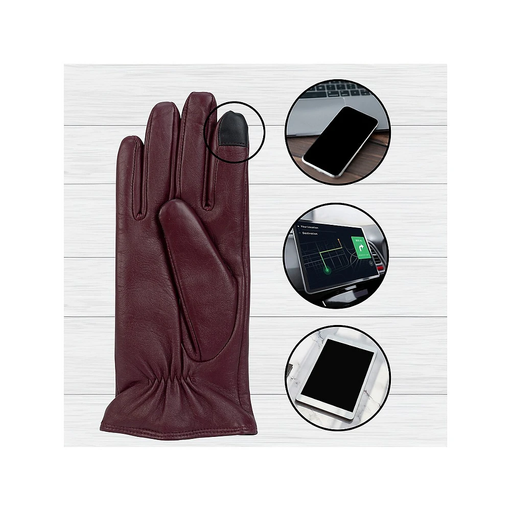 Women's Tech Tip Micro Faux Fur-Lined Leather Gloves