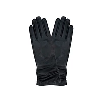 Women's Long Ruched Leather Gloves