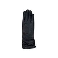 Women's Long Ruched Leather Gloves