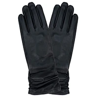 Women's Long Ruched Leather Gloves