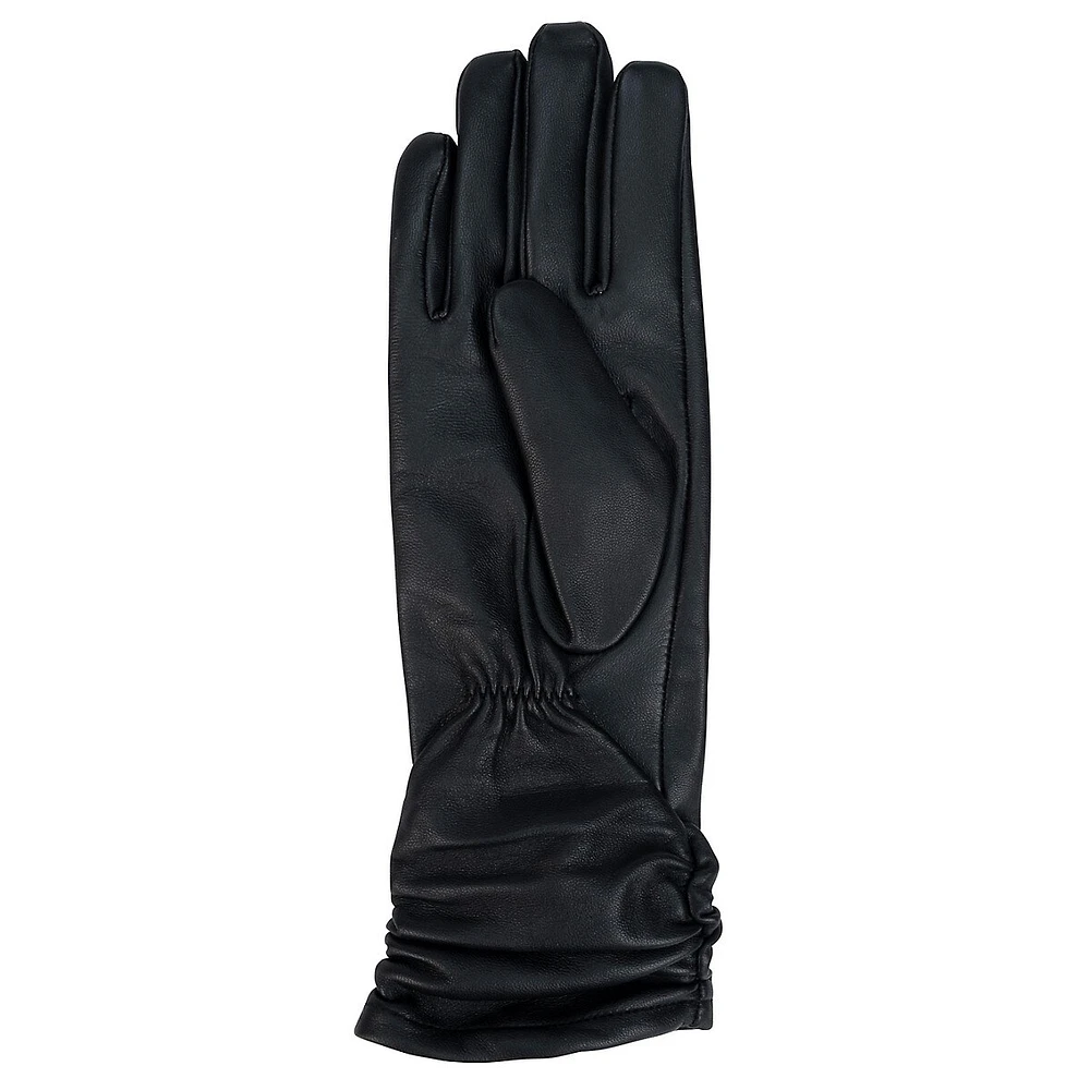 Women's Long Ruched Leather Gloves