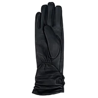 Women's Long Ruched Leather Gloves