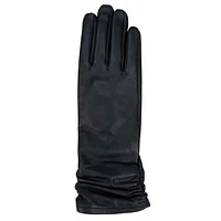 Women's Long Ruched Leather Gloves