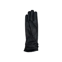 Women's Long Ruched Leather Gloves