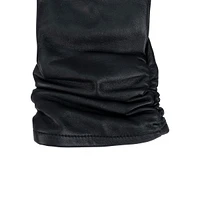 Women's Long Ruched Leather Gloves