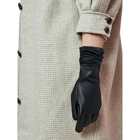 Women's Long Ruched Leather Gloves