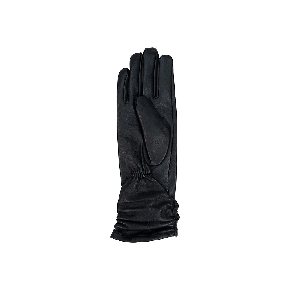 Women's Long Ruched Leather Gloves