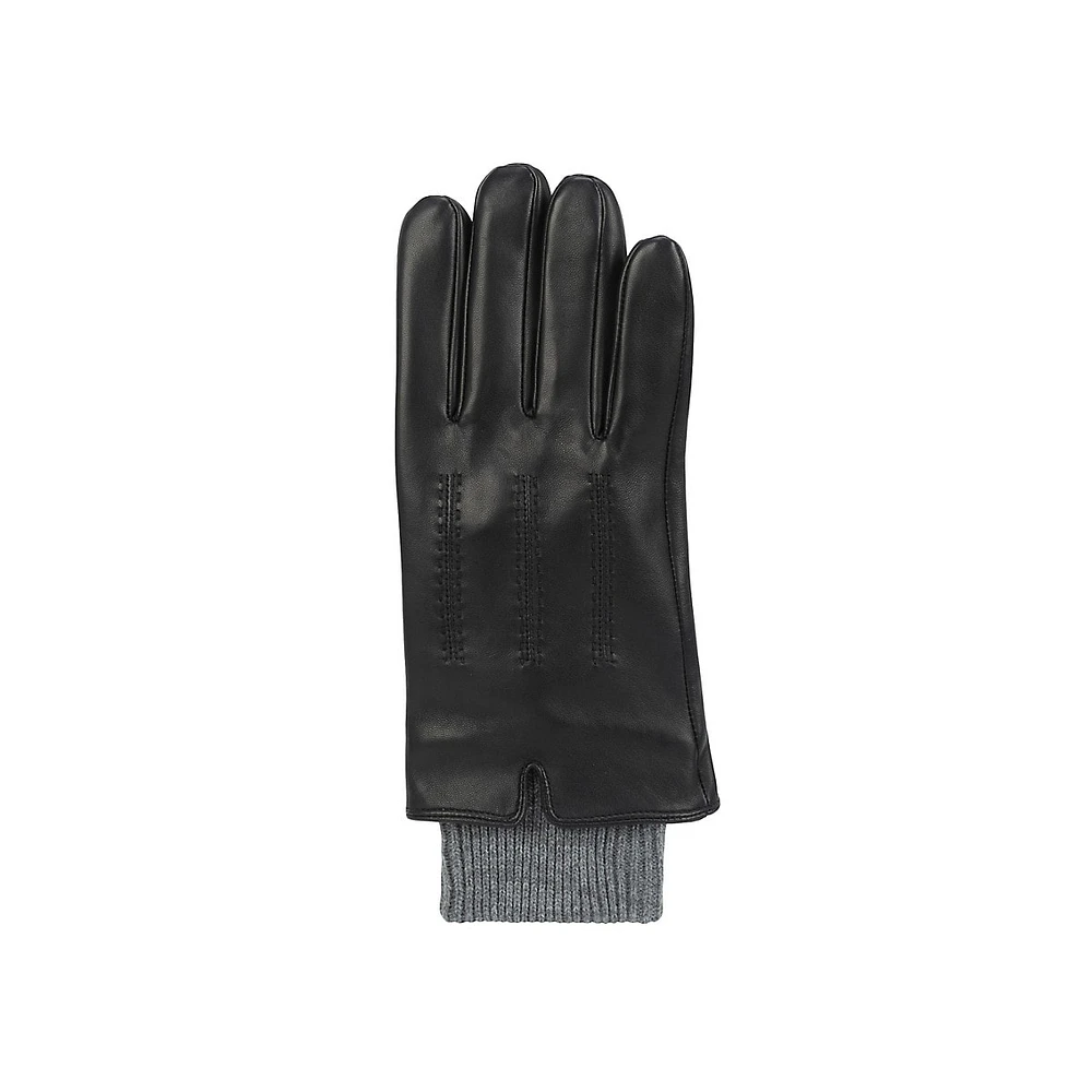 Men's Knit-Cuff Leather Gloves