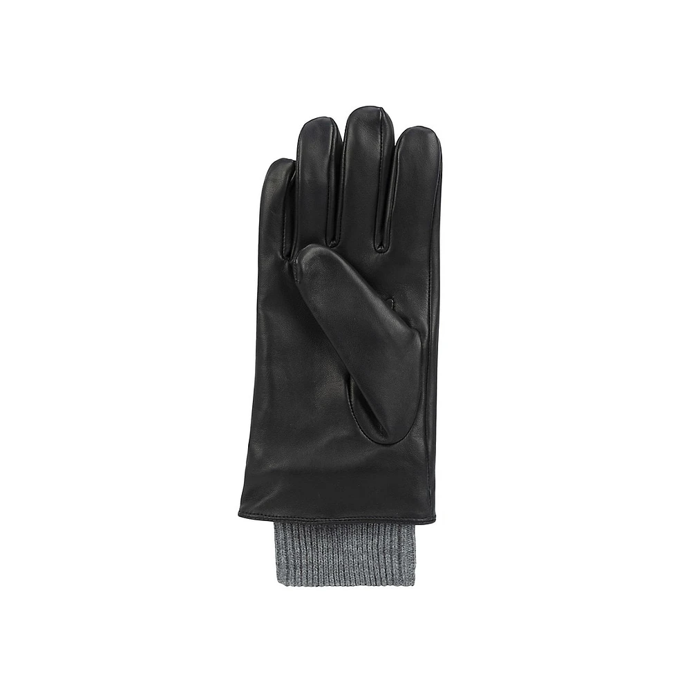 Men's Knit-Cuff Leather Gloves