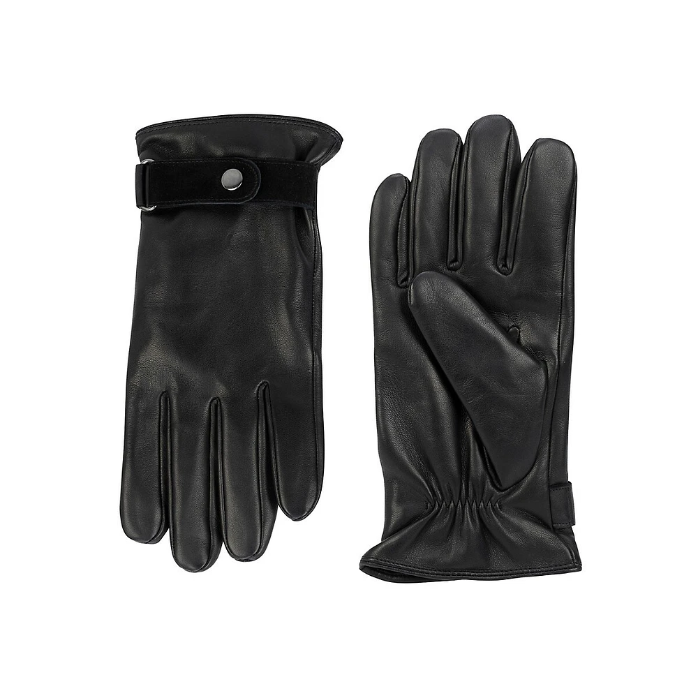 Men's Suede-Strap Leather Gloves