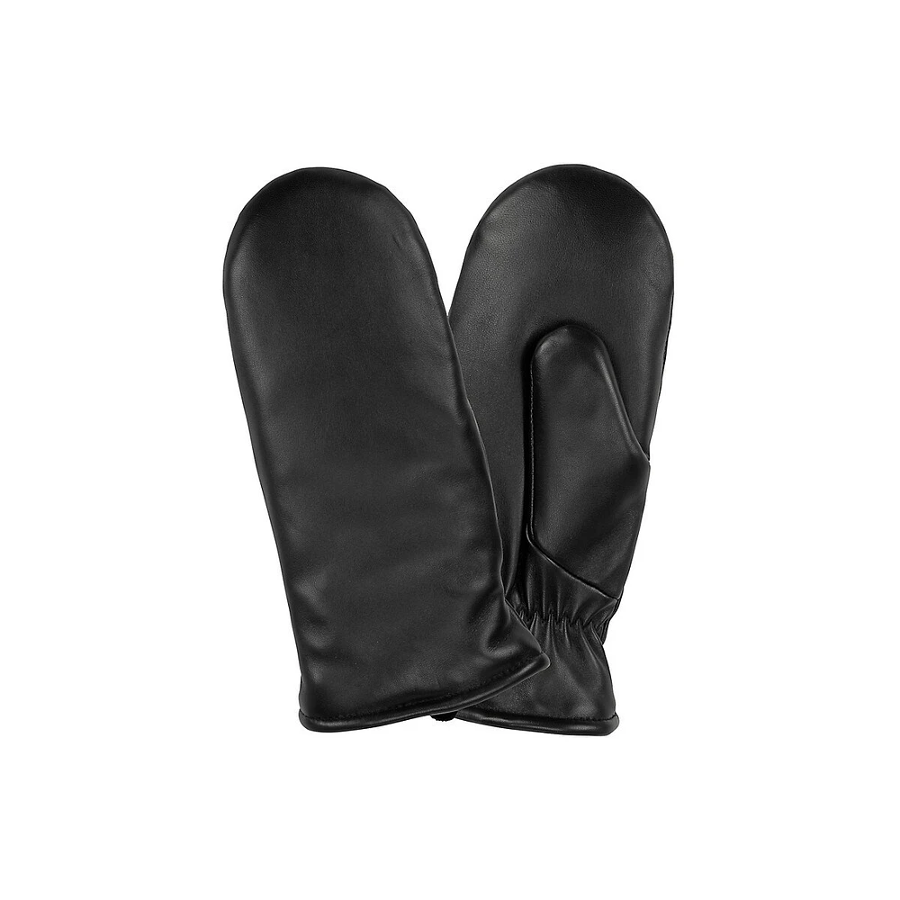 Women's Lux Leather & Faux Fur-Lined Mittens