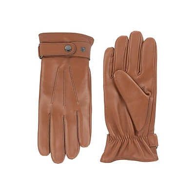 Women's Adjustable Snap-Buckle 3-Point Leather Gloves