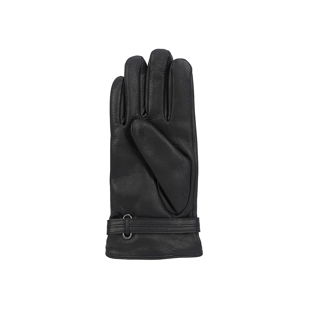 Men's Belted Deerskin Leather Gloves