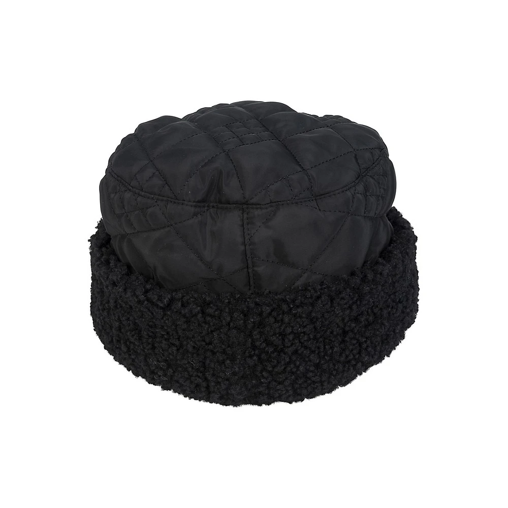 Quilted Faux Fur Cuff Cloche Hat