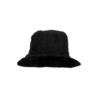 Quilted Reversible Faux Fur Rain Bucket Hat